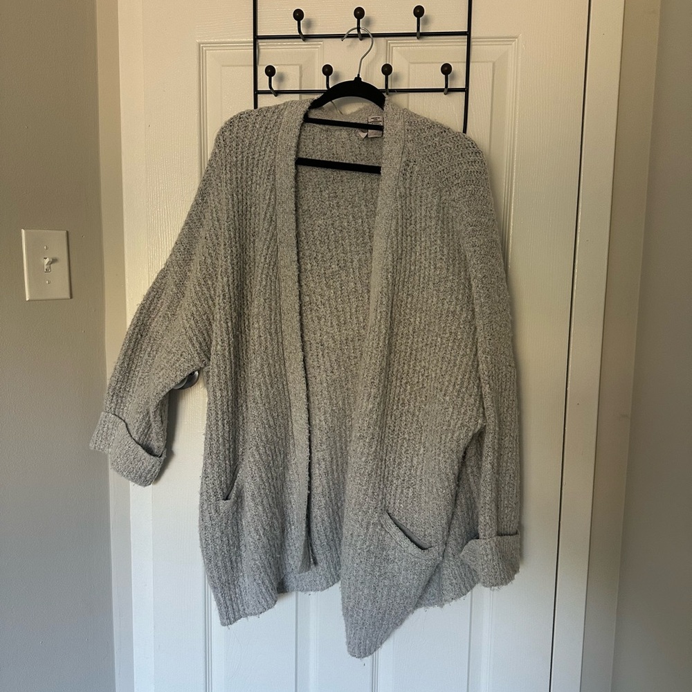 Light Grey Knit Women's Sweater Cardigan